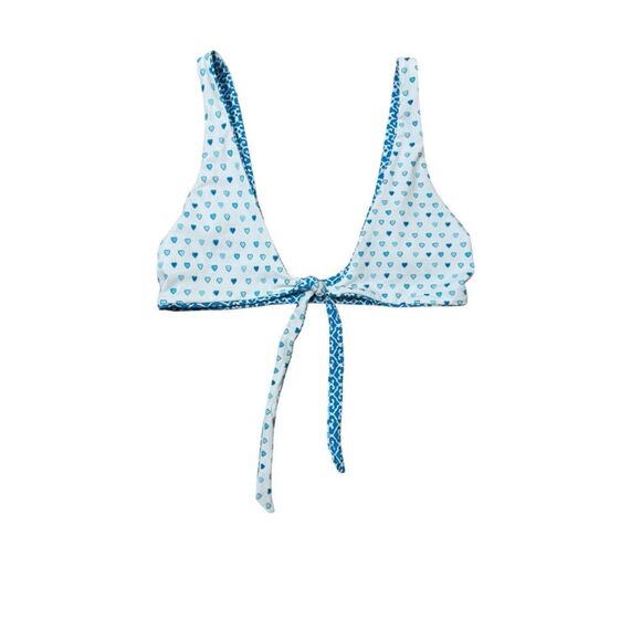 Roller Rabbit Blue Catalina Pop Hearts Adella Reversible Bikini Top - Picture 2 of 9